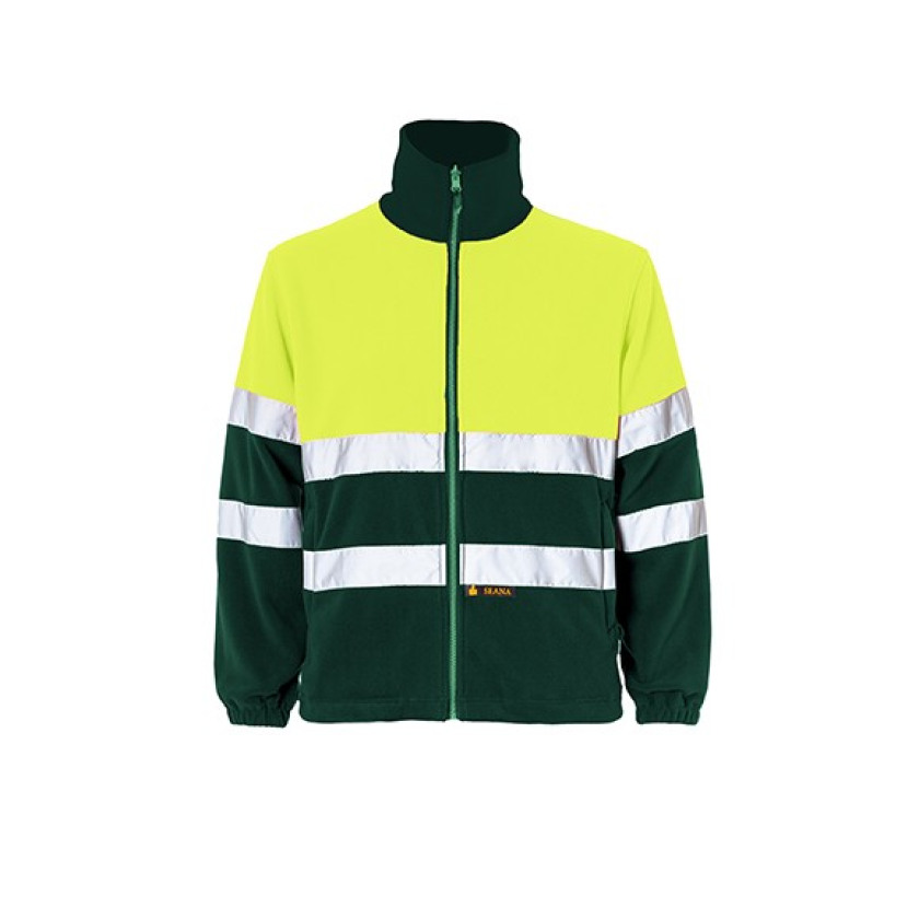 Chaqueta Polar Bicolor Clase Ii Verde Botella Amarillo Fluor