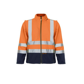 Chaqueta Softshell Bicolor Mangas Desmontables Marino Naranja Fluor