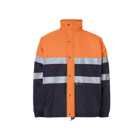 Anso Parka Corta Impermeable Acolchada Bicolor Clase Ii Mangas Desmontables Marino Naranja Fluor